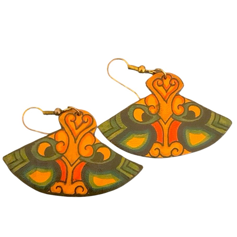 RARE FIND Vintage Handcrafted Leather Earrings